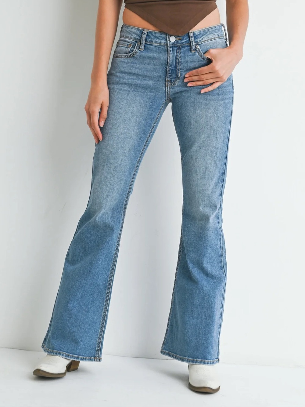 NwT JBD Just Black Denim Women Low Rise Flare Wide Leg Bootcut Jeans 30 Western
